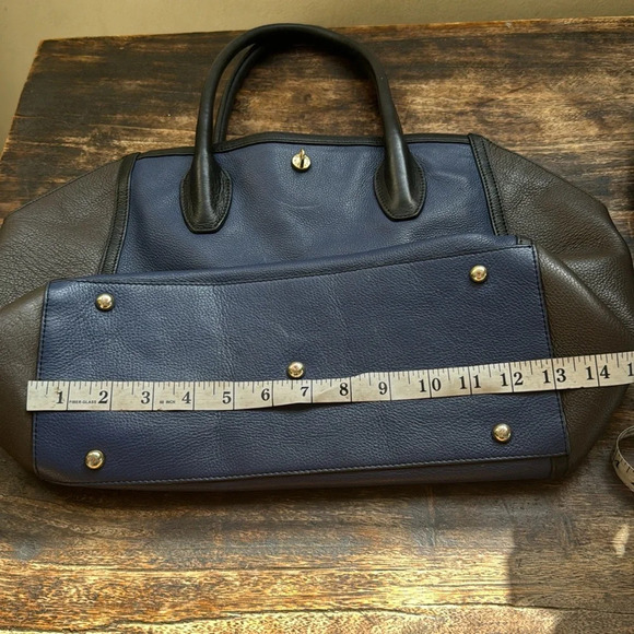 FURLA BLUE AND TAUPE GREY color block   LEATHER BAG - Picture 14 of 15